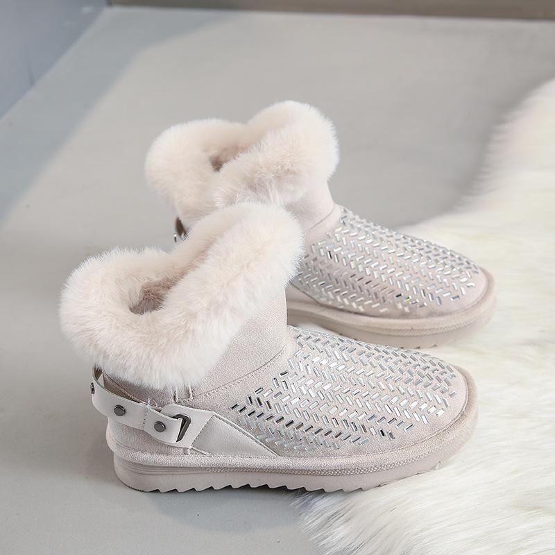 Женские ботинки, новые зимние плюшевые высокие зимние ботинки для женщин, теплые повседневные лаконичные удобные элегантные хлопковые женские ботильоны