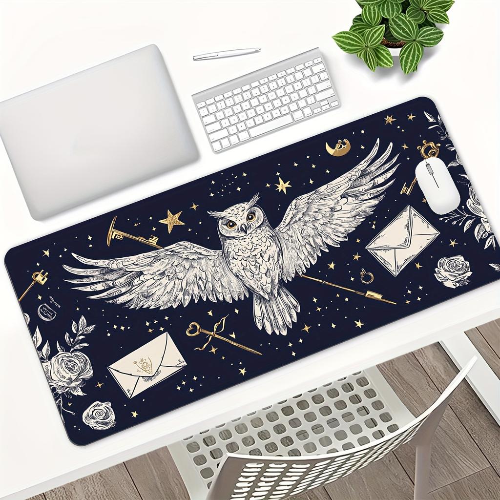 Whimsy Wings Owl Mouse Pad Large Desk Mat with Rubber Anti-Slip for Gaming Mouse Carpet Playmat Office Accessories Playmat