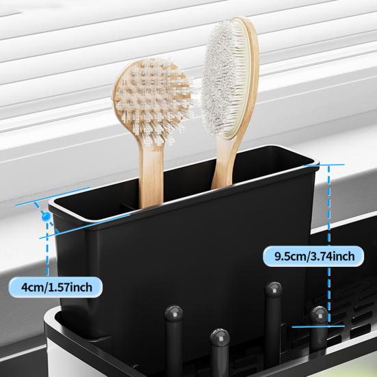 Держатель для губки из нержавеющей стали, стойка для раковины, большая вместимость, устойчивый к ржавчине, самодренажный, многофункциональная кухонная полка для хранения