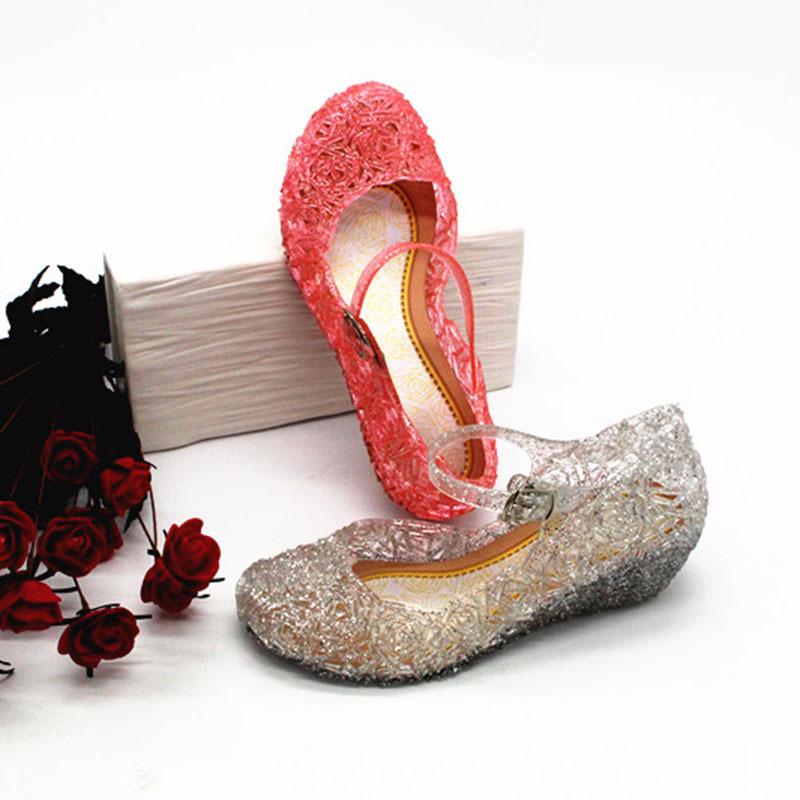 Сандалии для девочек Jelly Crystal Shoes Kids Wedge Princess Shoes Wedge Sandals Hollow Plastic Bird Nest Shoes Summer Beach Hole Women