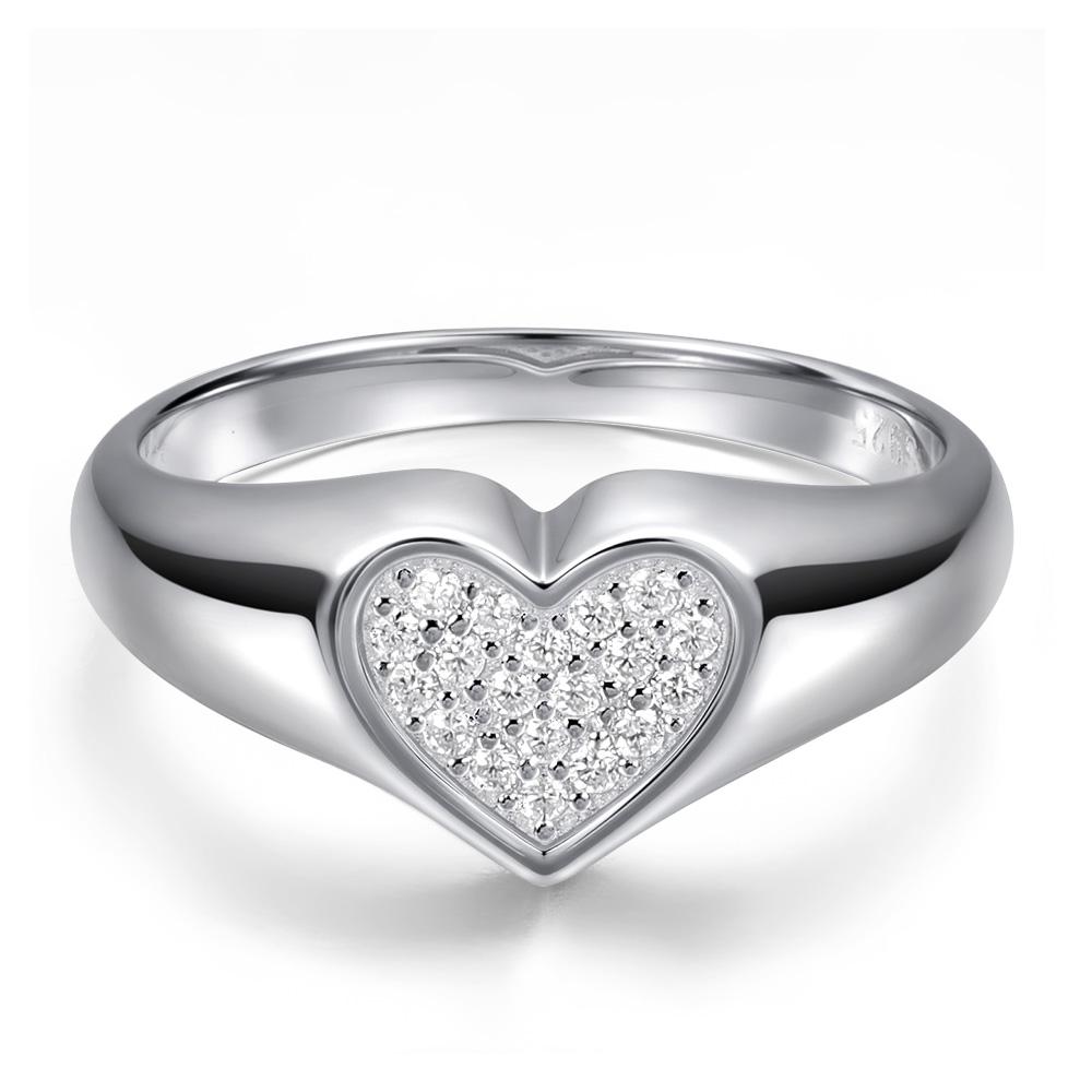 KNOBSPIN D VVS1 Heart Moissanite Engagement Ring 925 Sterling Silver Plated 18k White Gold Diamond Rings for Women Brithday Gift
