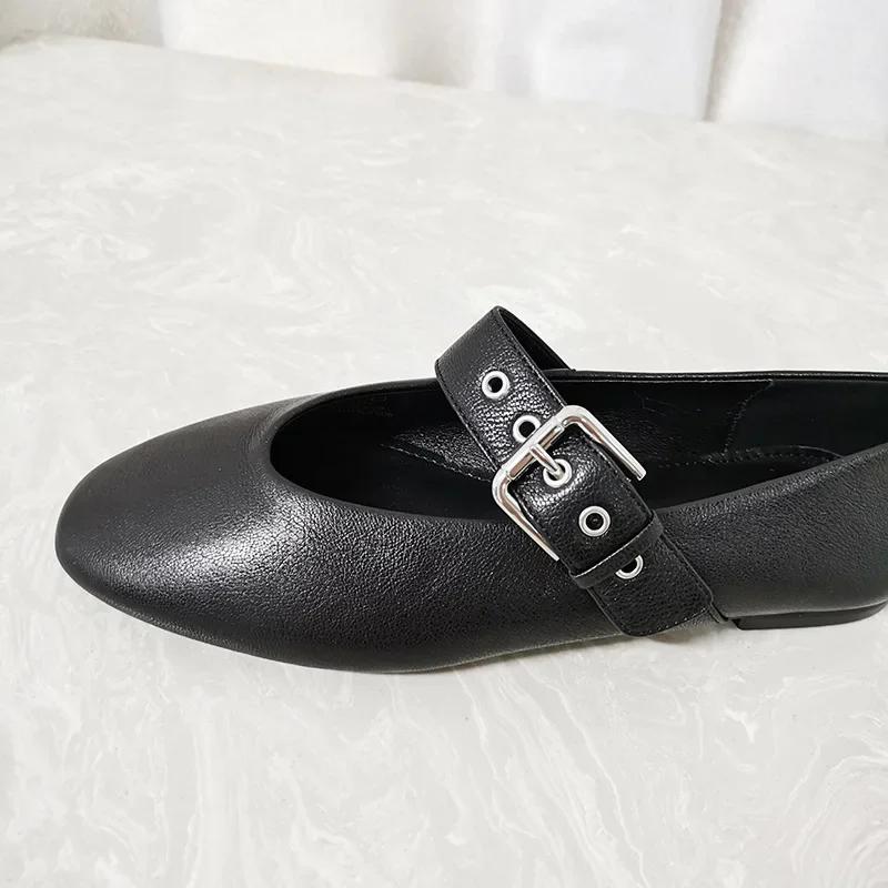 Женские туфли Мэри Джейн, черные, из искусственной кожи, винтажные балетки, женские модные балетки с пряжкой на ремне и круглым носком, туфли-балетки Zapatillas De Mujer