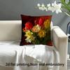 Vibrant Tulip Daffodil Throw Pillow Cover Floral Bouquet Decorative Pillow Case For Spring Home