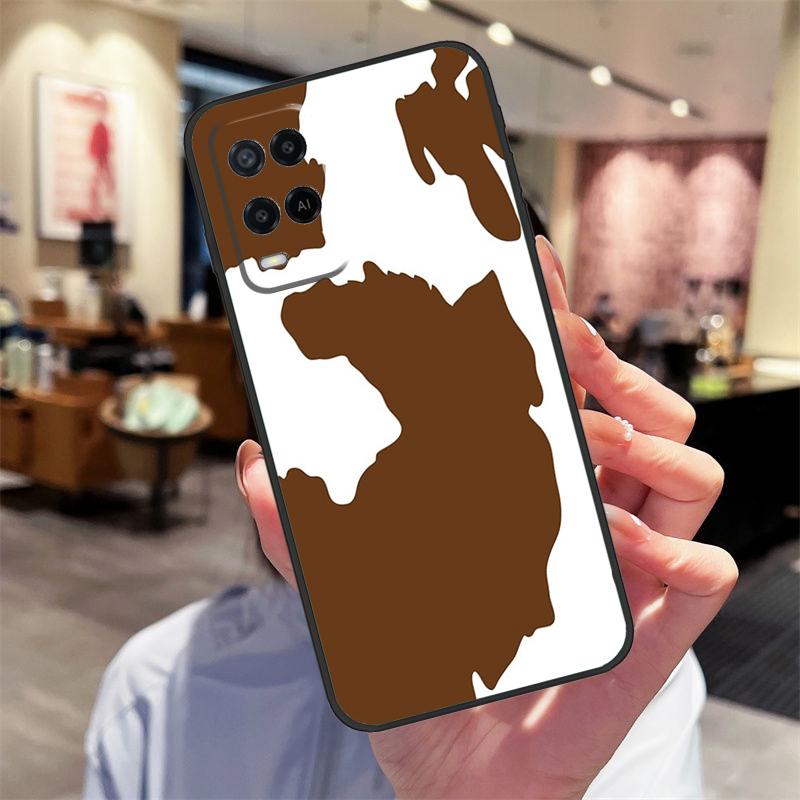 Чехол с принтом под шкуру коровы для Oppo A94 A74 A54 A18 A38 A58 A78 A98 A40 A60 A80 A16 A76 A96 A15 A17 A77 A57S