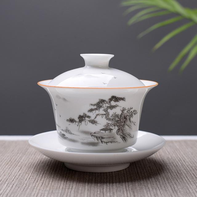 Китайские традиции, чайный сервиз Gai Wan, чайные сервизы из костяного фарфора, Dehua Gaiwan, чайный фарфоровый горшок, набор для путешествий, красивый и легкий чайник