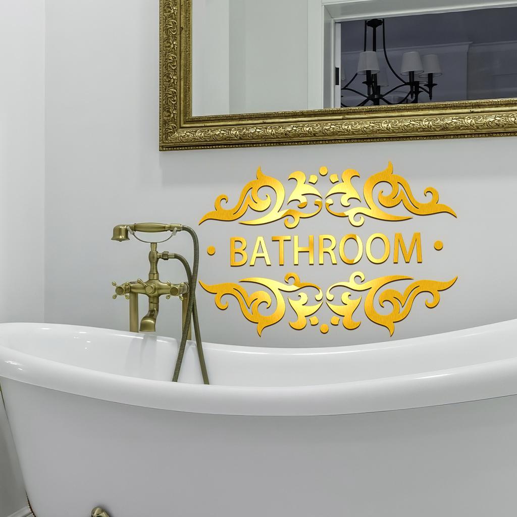 Tj12010 Расписанная вручную бронзирующая наклейка на дверь для ванной комнаты с английским узором, украшение, наклейка на стену с самоклеящейся основой для комнаты, спальни, фона