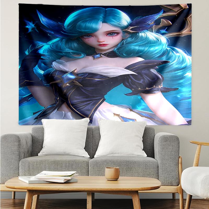 League-of-Legends Print Tapestry, Backdrop, Easy Setup, Ideal for Bedroom, Office & Living Room, with Aesthetic Wall Hanging Decor.