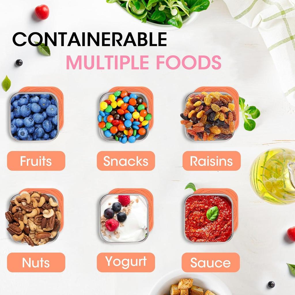 4 шт. 2/6 унций контейнер для закусок из нержавеющей стали салатница с силиконовыми крышками герметичная портативная штабелируемая заправочная коробка для хранения продуктов