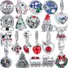 Christmas 925 Sterling Silver Tree Santa Sock Elk Castle Beads Fit Original Charms Bracelet Women Christmas Jewelry