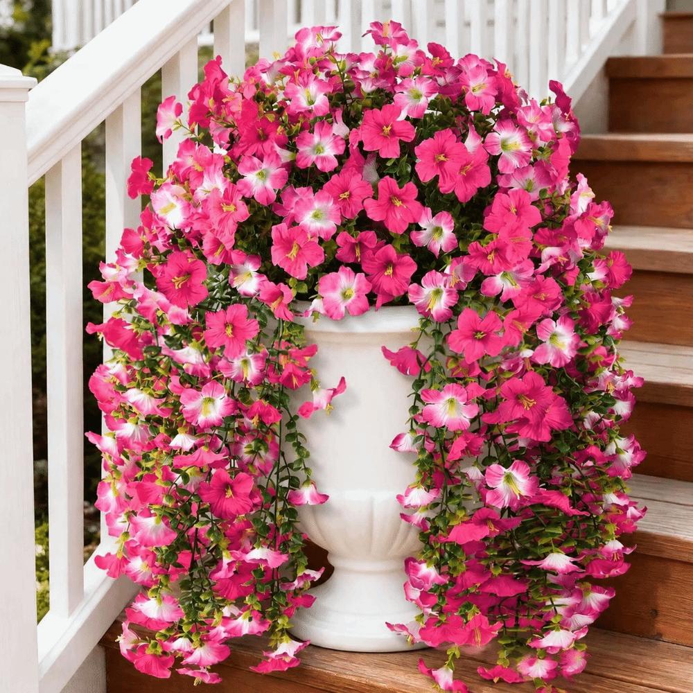 2pcs 72cm Faux Morning Glory Wall Hanging Artificial Flower Vine Lifelike Hanging Plant Balcony
