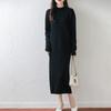Women Sweater Dress 100% Wool O-neck Knit Long Pullover Winter Jumpers Wool Long Dress Female