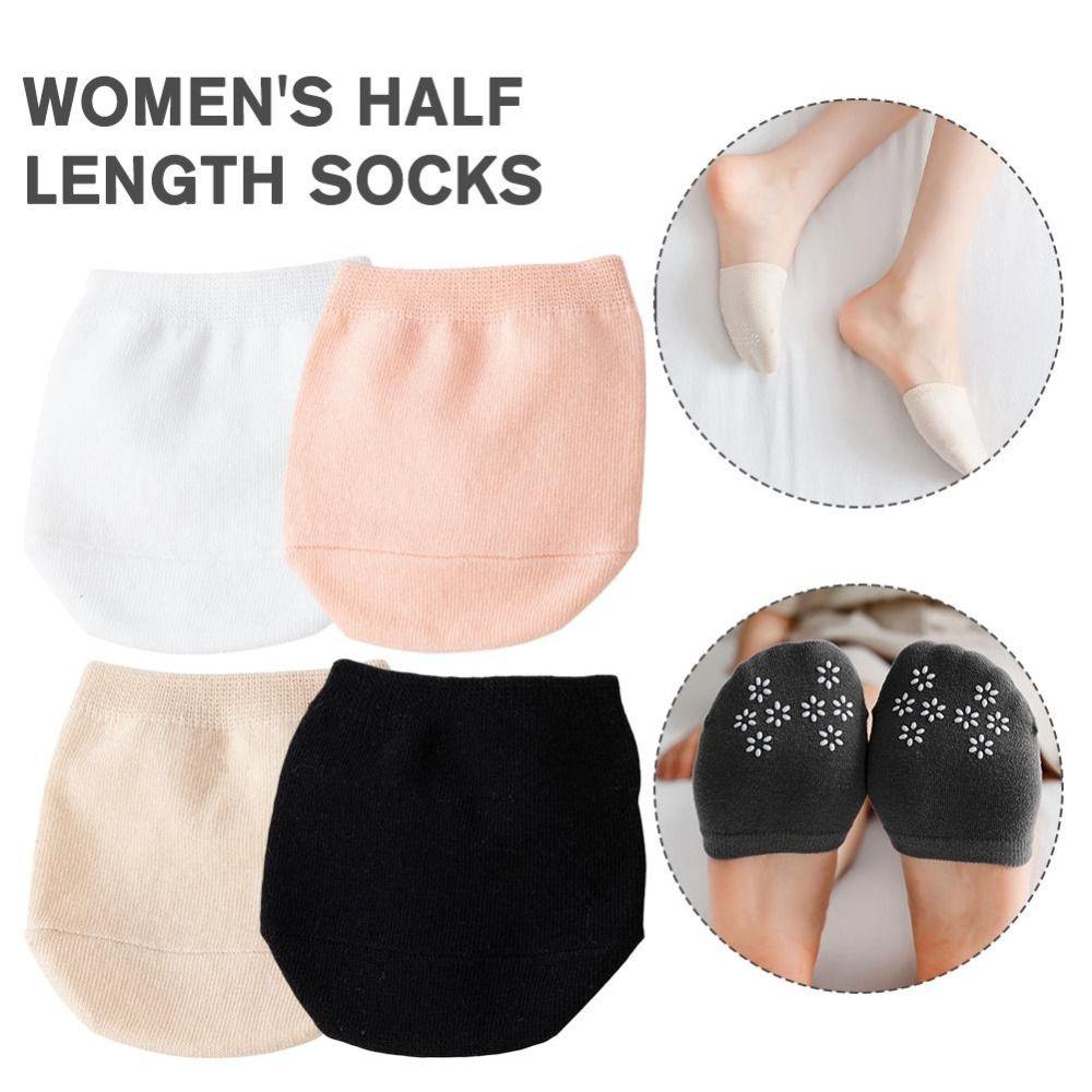Pure Cotton Invisible Half Sock Silicone Anti-slip Front Half Foot Socks Cute Female Socks