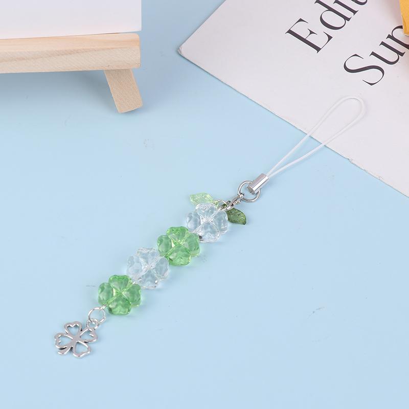 Y2K модный шнурок для телефона с бусинами, счастливый четырехлистный клевер, цепочка для мобильного телефона, брелок для мобильного телефона, подарки для девочек