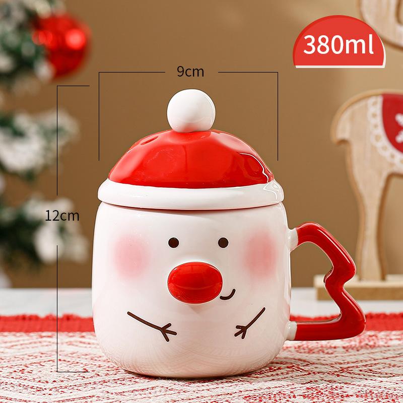 Creative High-Value Christmas Ceramic Cup With Lid Household Cute Couple Gift Water Cup Souvenir