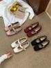 French Retro Satin Square Head Bow Grandma Shoes One-word Buckle with Mary Jane Single Shoes, Sweet Temperament Small Leather Shoes
