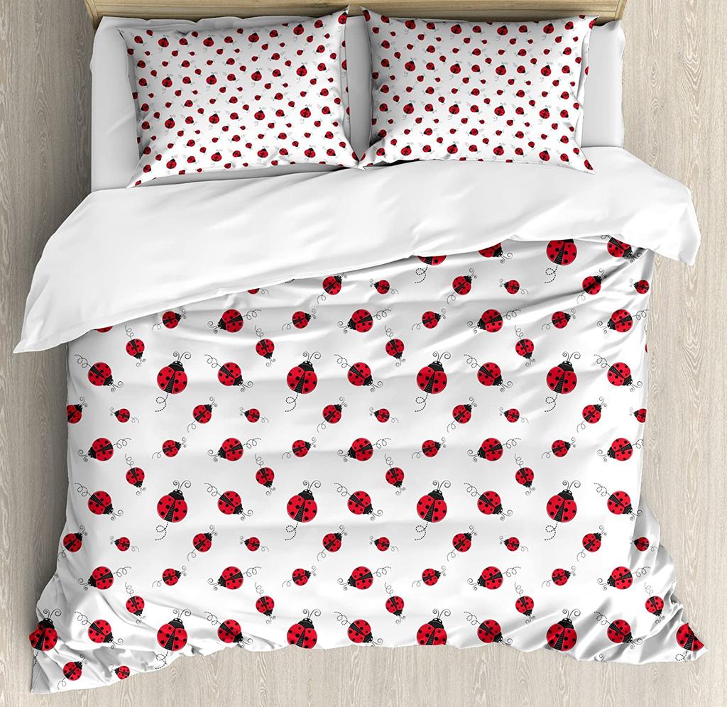 3pcs Bedding Set Dandelion Ladybug White Home Textile Duvet Cover Pillow Case Boy Kid Teen Girl Bedding Covers Set