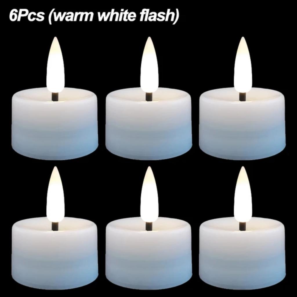 New 6pcs Beautiful Romantic Flameless Flickering LED Tea Lights, Battery Powered Fake Candles for Wedding, Birthday Party Decora