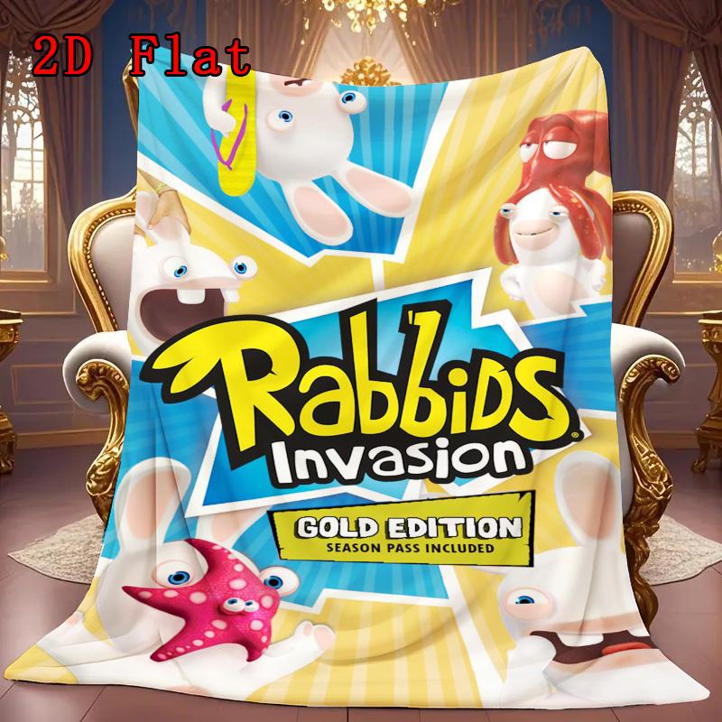 Big-eyed Rabbit 2D Flat Pattern Flannel Blanket High quality All Seasons Warmth and Comfort Perfect for Christmas Gifts.PMT0914276