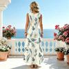 Sleeveless Lightweight Flowy Floor-Length Beach Dress,Fresh Style for Daily Casual Summer Outfit