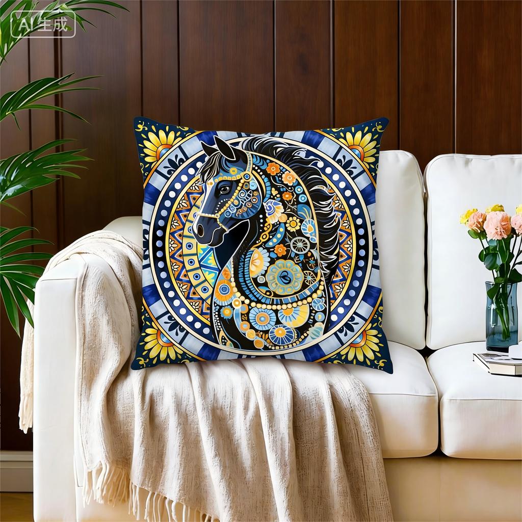 Boho Mandala Horse Pillow Cover Tribal Floral Print Cushion Case Bohemian Home Decor Gift