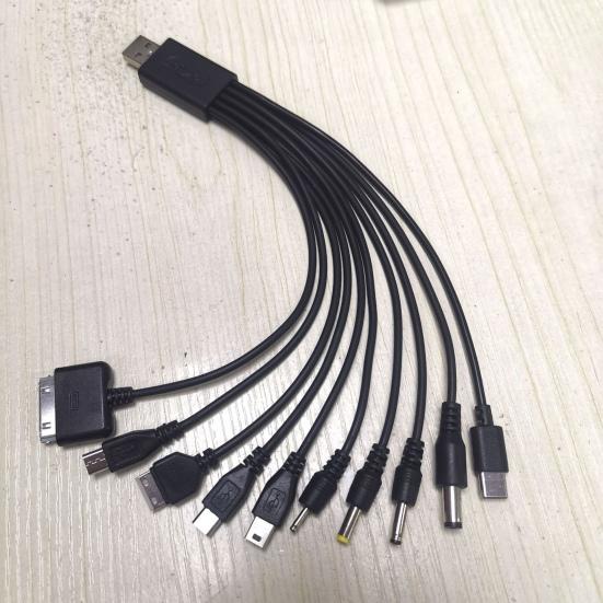 Кабель для зарядки 10-в-1 для нескольких устройств, 23 см, ПВХ, не запутывающийся шнур, универсальный высокопрочный кабель для передачи данных для большинства телефонов