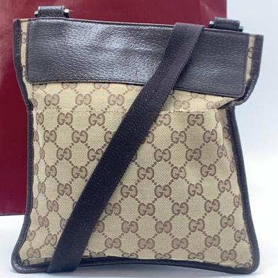 Сумка через плечо GG Canvas 27639 Кроссбоди Сакош Прямоугольная Сумка Кожа Коричневый Женская Мужская Унисекс Диагональный Ремень