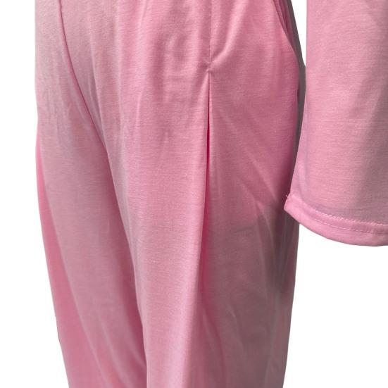 2 Pcs/Set Fall Spring Women Top Pants Set Long Sleeves O Neck T-shirt Elastic Waist Trousers with Side Pockets OL Commuting Sport Pantsuit Outfit