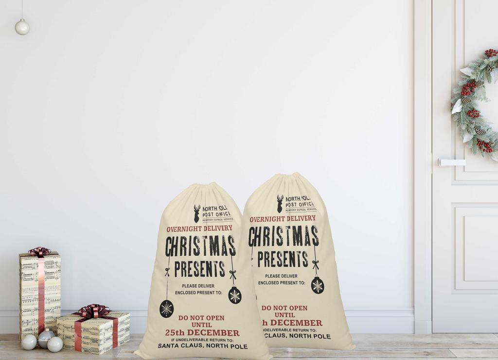 Printtoo 2 шт. Подарочный мешок Санты для детей, рождественские подарки, рождественский мешок, персонализированные сумки, большие 27x20 дюймов