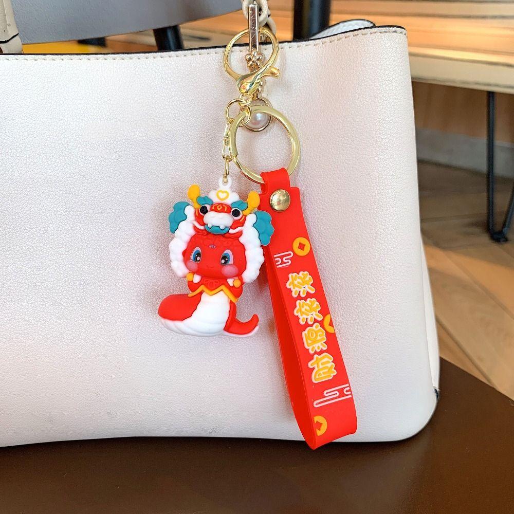 Lion Dance 2025 New Year Pendant Good Lucky Snake Key Ring Fashion Snake Keychain Bag Charm