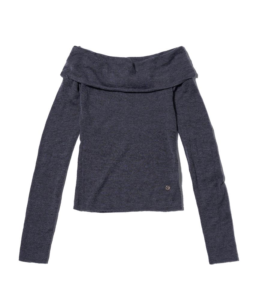 YOUHEE Basic Off Shoulder Knit Charcoal