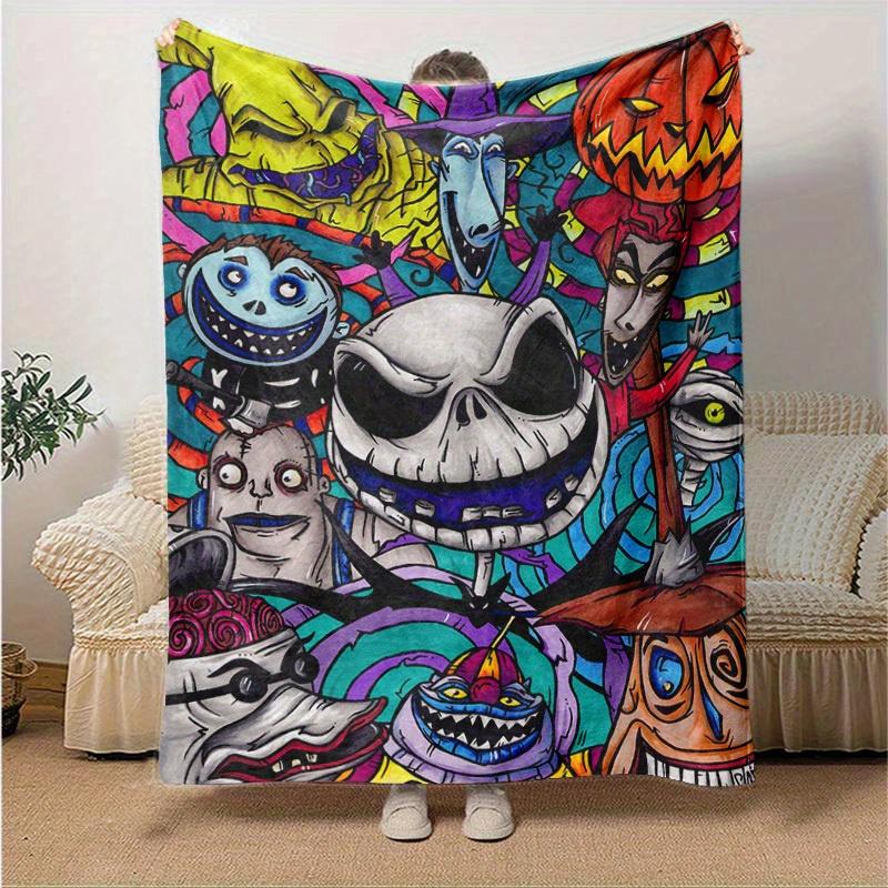 1pc. Halloween Themed Cartoon Character Blanket, Seasonal Home Decor Gift for Friends and Family, Cozy and Soft Throw Blanket for Couch, Bed