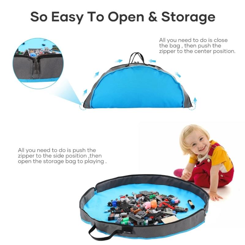 Reusable Polyester Kids Activity Mat Zippers Closure Storage Organizers Safe For Building Block Craft Picnics