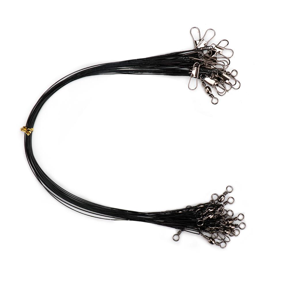 20 шт./уп. 15-30 см Стальной поводок для рыбалки с защитой от перекусывания Стальная проволока Поводок с вертлюгом Свинцовый сердечник Поводок из проволоки Рыболовные снасти