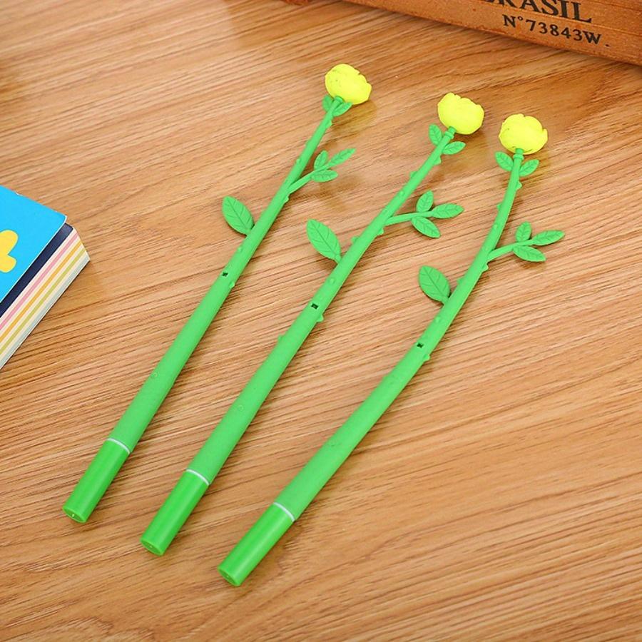 10pcs 0.5mm Creative Stationery Small Fresh Flower Shape Gel Pen Cute Cartoon Rose Office Learning Water-based Signature Pen