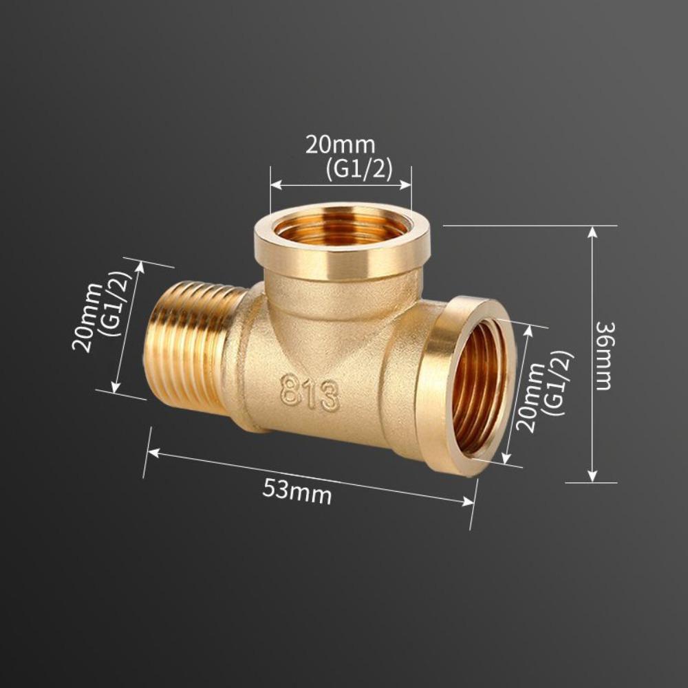 New 1/2 BSP Pneumatic Plumbing Connector Tee Type Male/Female Thread Copper Fittings Water Oil Gas Adapter