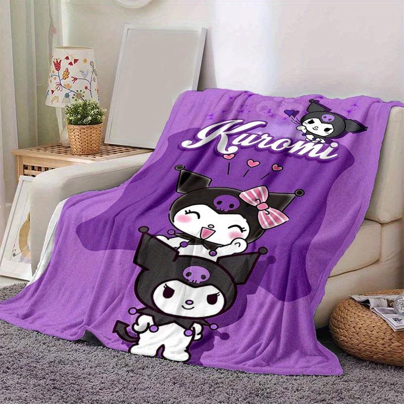 1pc, Sanrio Kuromi Home Decor: Cozy Flannel Blanket for Bedroom, Living Room & Travel, Perfect Gift! Ideal Sofa Throw, Outdoor Blanket, Car Cover, Bea
