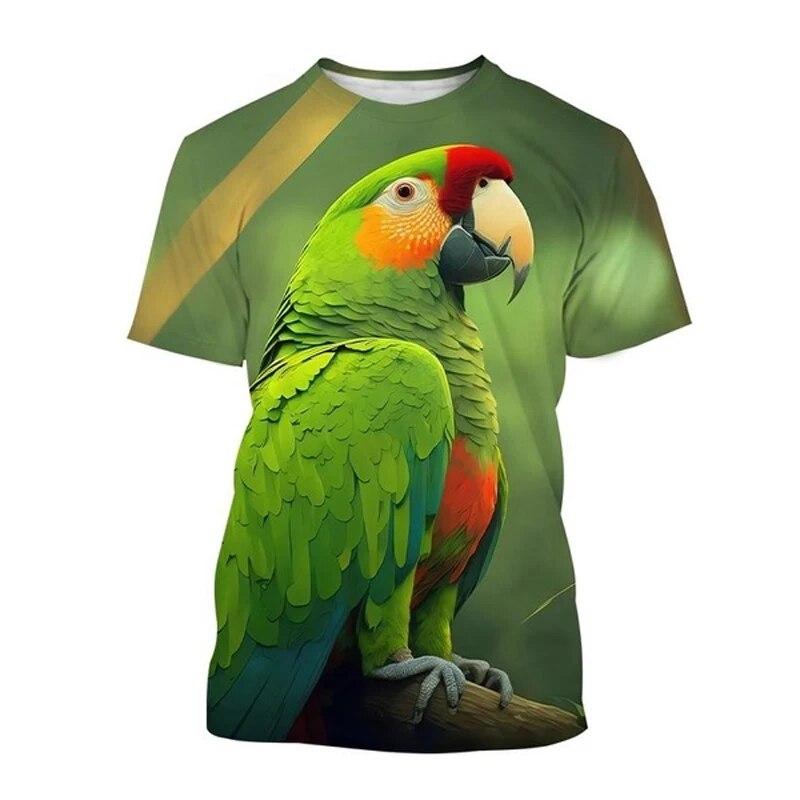 Fashion New Color Parrot Graphic T Shirts For Unisex Summer Trend Casual Tees Harajuku Printed O-neck Short Sleeve Top