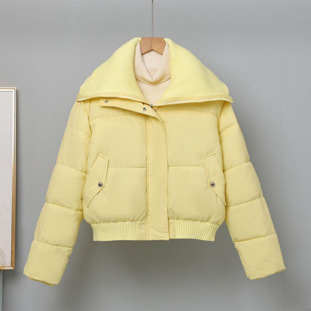 New Winter Style Down Jacket for Women Short Fashion Knitted Lapel Cotton Jacket