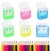 Portable Pencil Sharpener with Lid Dual Holes Pen Sharpener Plastic Manual Students Pencil Sharpener for Classroom Office Home