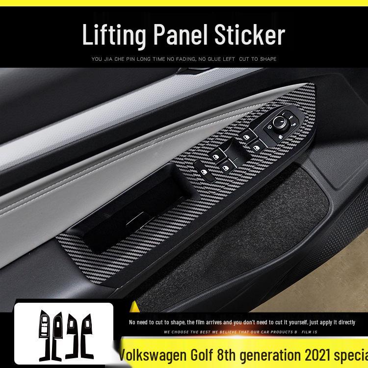 Совместимо с модом интерьера VW Golf 8-го поколения 2021 года: Наклейки для защиты центральной консоли и дверей из углеродного волокна