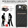 For iPhone 16e Case with Lanyard/Mirror/Card Holder Grids Pattern RFID Blocking Phone Cover