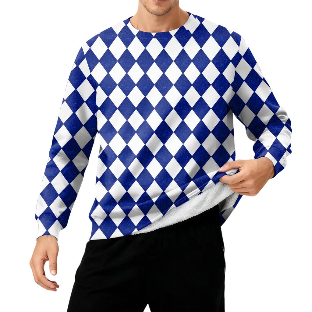 Мужская толстая теплая толстовка с флисовой подкладкой и круглым вырезом