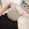 Rhinestone Evening Bag Heart Pattern Silver Clutch Womens Fashion Diamond Banquet Clutch And Purse Wedding Bridal Prom Wallets