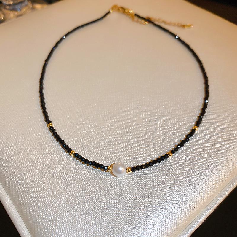 Роскошное хрустальное колье из агата и жемчуга - Этническая цепочка для ключицы