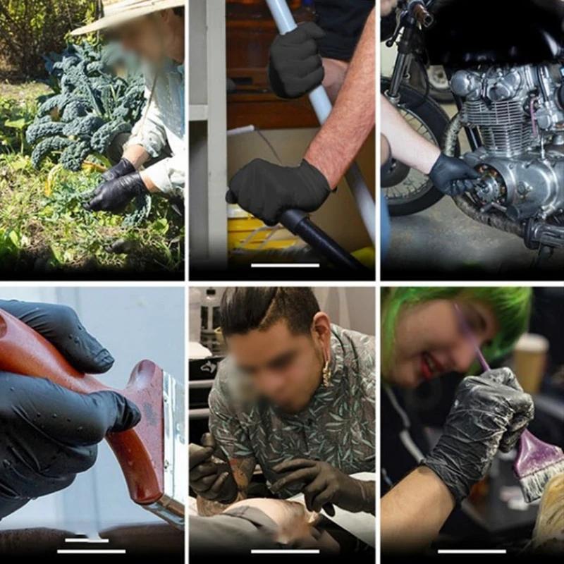 20/50 шт. черные одноразовые нитриловые перчатки без латекса бытовые перчатки для уборки кухни сада механика рабочие перчатки для татуировки