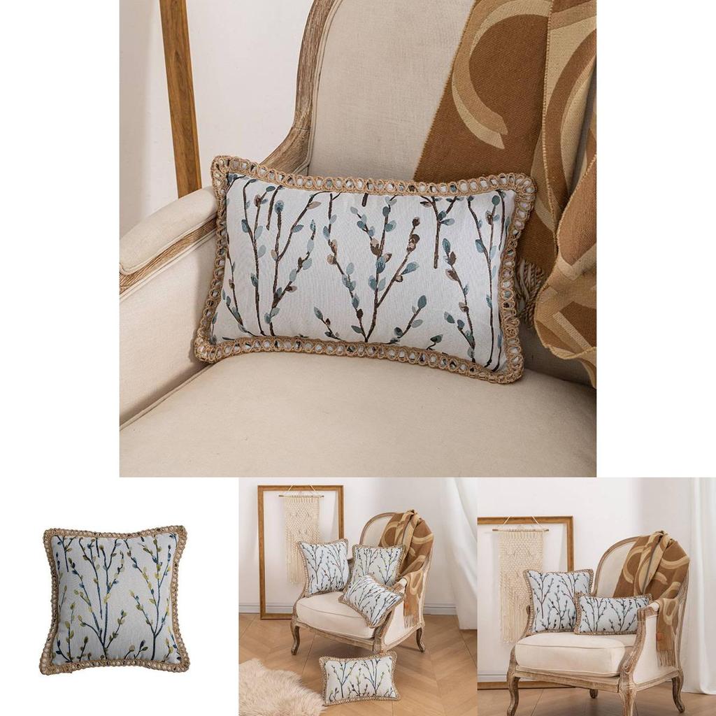 Modern Minimalist Sofa Pillow Cover With Floral Pattern In Polyester Fabric For Living Space