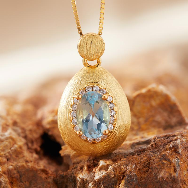 Натуральный аметистовый кулон-ожерелье женское S925 стерлинговое серебро матовое с танзанийским диопсидом топаз гранат цветной сокровище