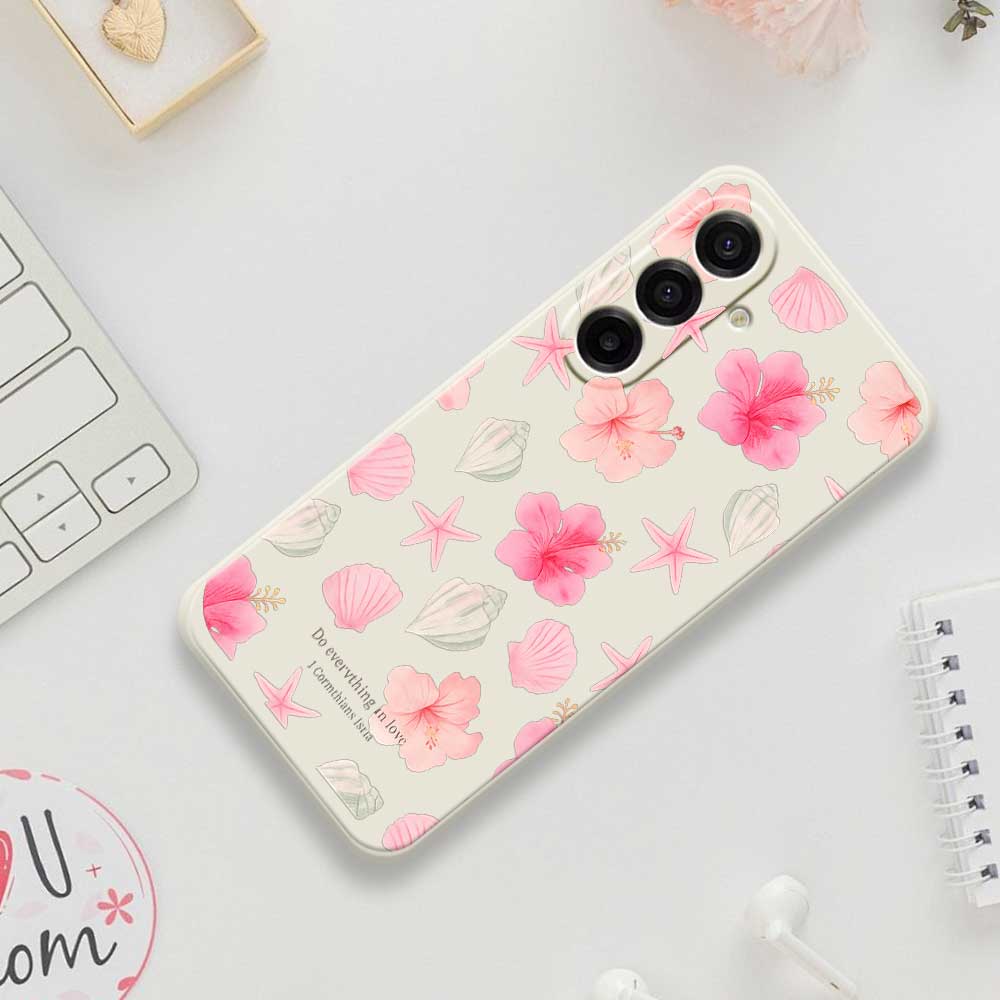For Samsung Galaxy A17 5G Case Shell Peach Blossom Pattern Printing Straight Edge TPU Phone Back Cover