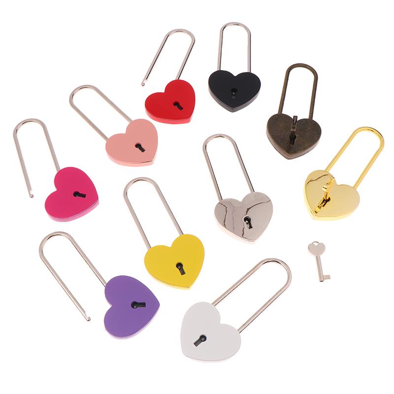 1 Set Metal Heart Shaped Padlock Antique Style Love Lock Set With Key Wedding Valentine'S Day Gifts Couple Wishing Lock