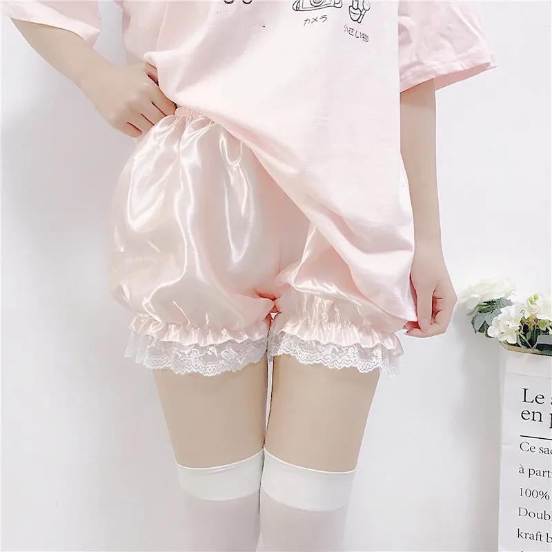 WTEMPO Пижамные штаны, гладкая атласная одежда для сна, женские шорты, кружевные тонкие защитные леггинсы для дома и снаружи, шорты с защитой от выхлопных газов